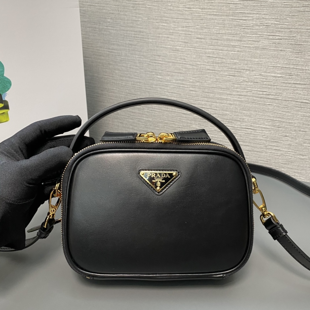 Prada Mini Odette Leather Shoulder Bag Handbag Black 1BH203